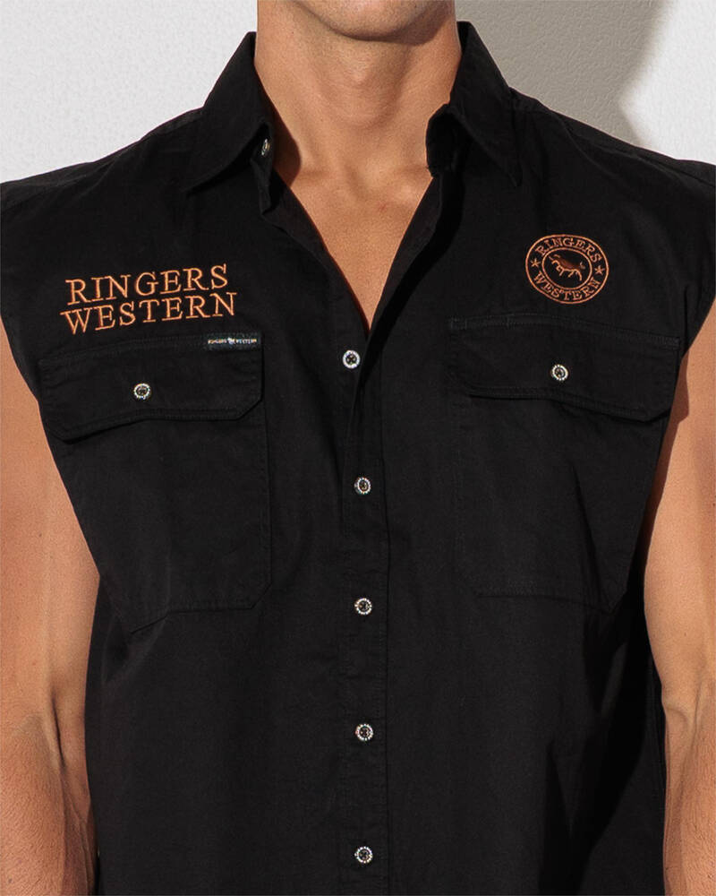 Ringers Western Ringers Racing Sleeveless Work Shirt for Mens
