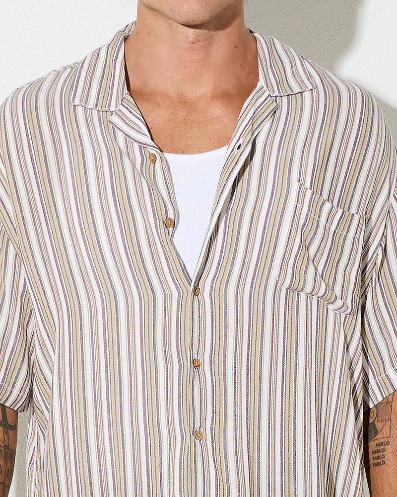 Brixton Bunker Twisted Stripe Short Sleeve Shirt for Mens