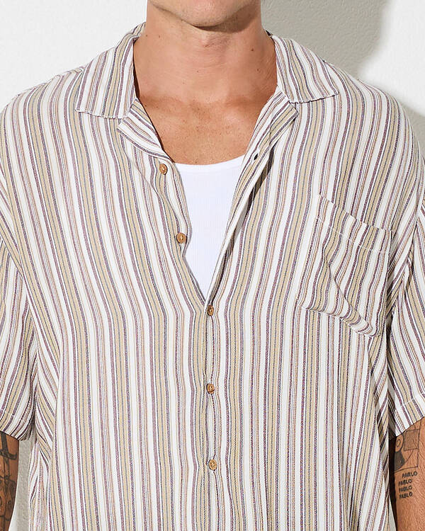 Brixton Bunker Twisted Stripe Short Sleeve Shirt for Mens