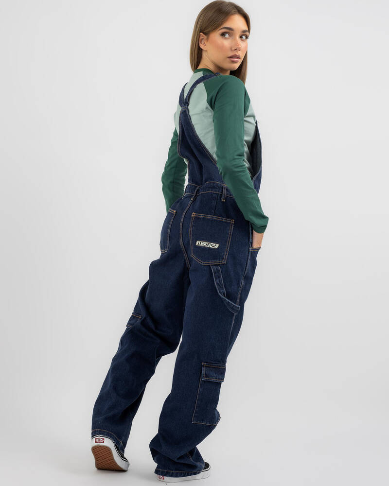 Rusty Dax Wide Baggy Cargo Denim Overalls for Womens