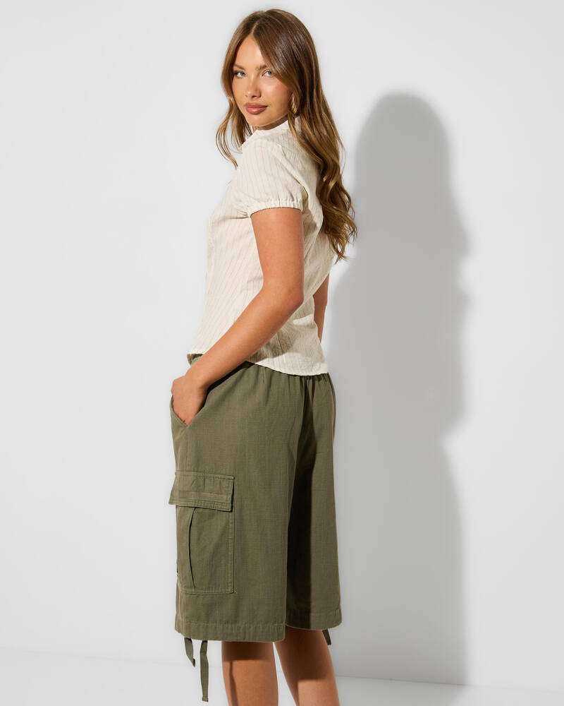 Rusty River Low Rise Baggy Cargo Shorts for Womens