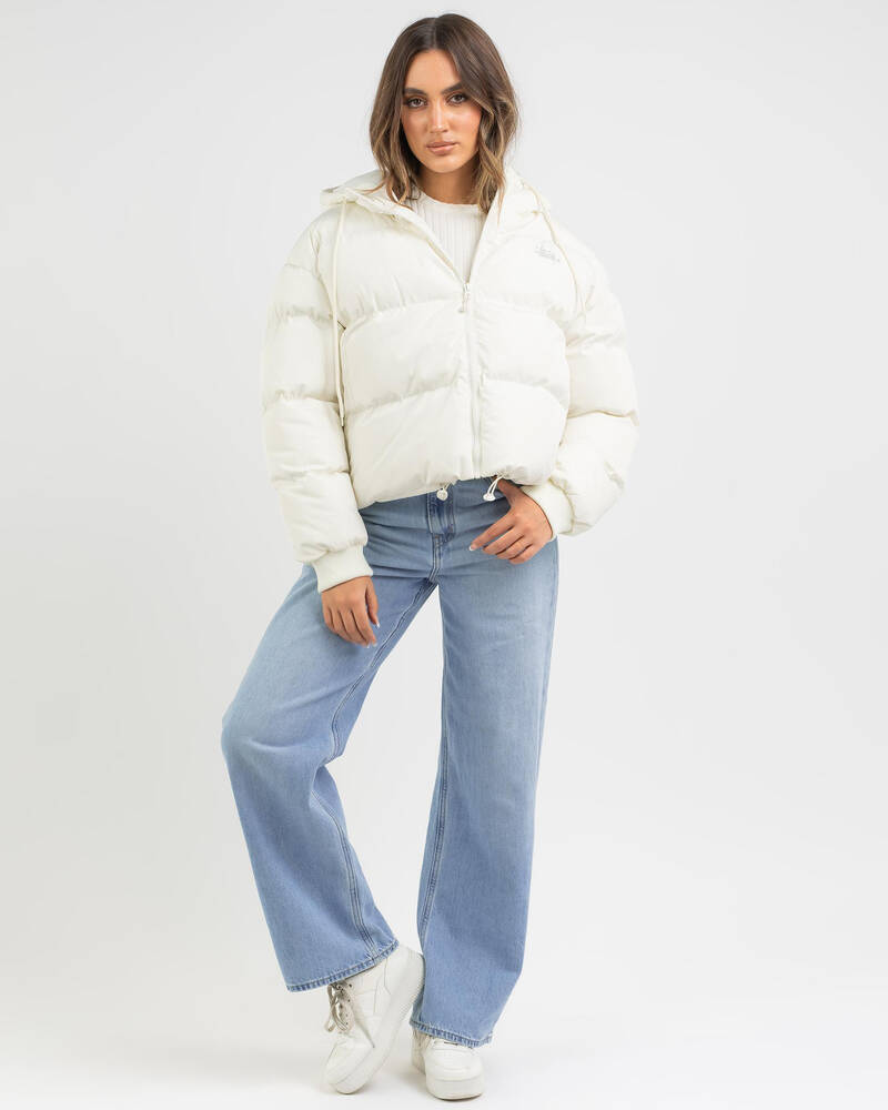 Stussy Graffiti Hooded Puffer Jacket for Womens