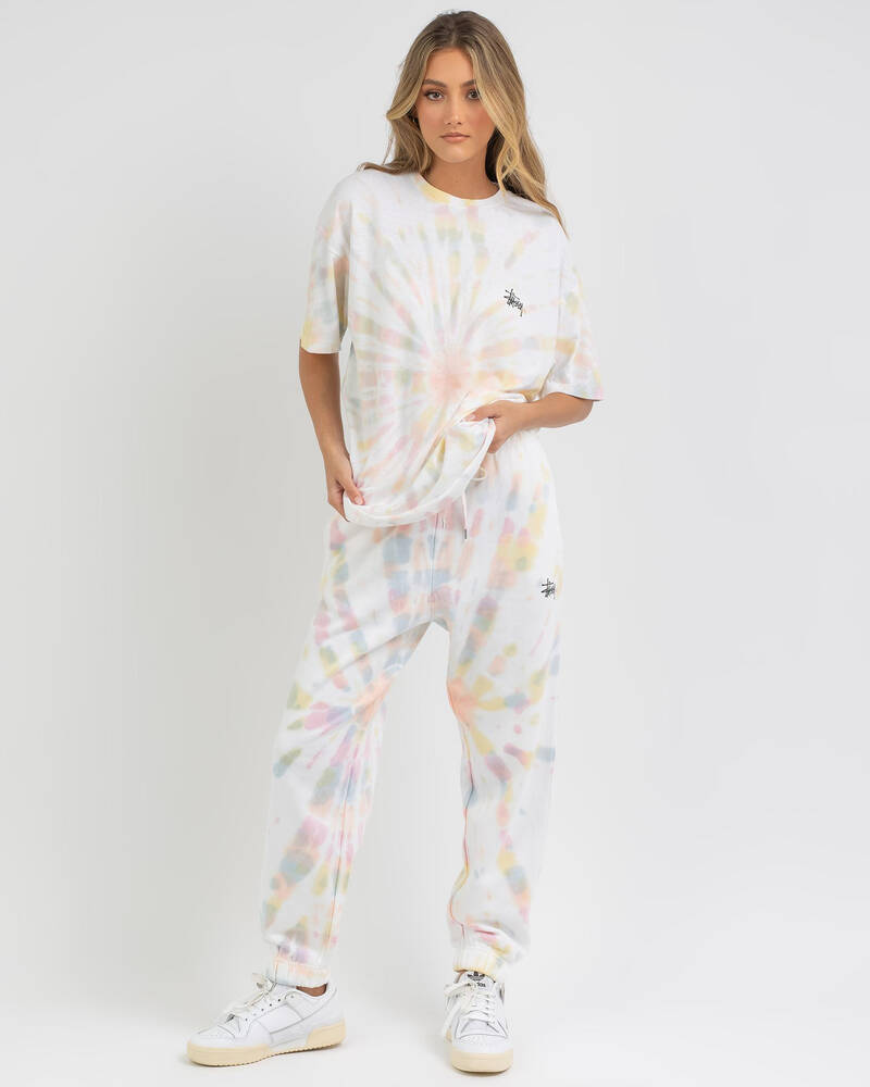 Stussy Tie Dye Graffiti Relaxed T-Shirt for Womens