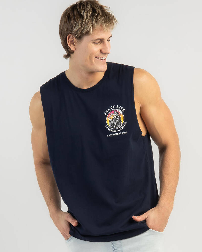 Salty Life Last Drinks Muscle Tank for Mens
