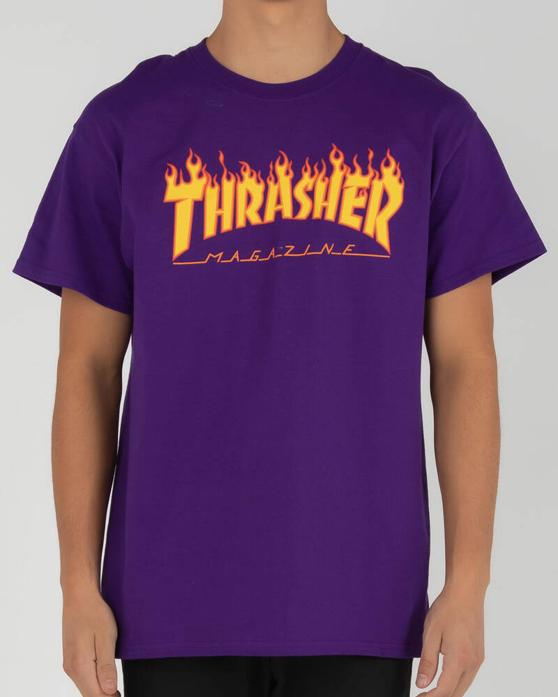 Thrasher Flame Logo T-Shirt In Purple - Fast Shipping & Easy Returns ...