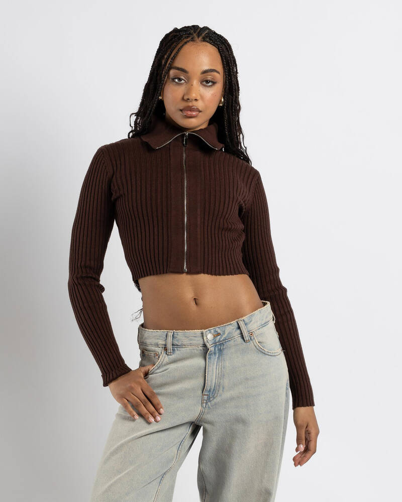 Ava And Ever Regina Collared Zip Knit Jumper for Womens
