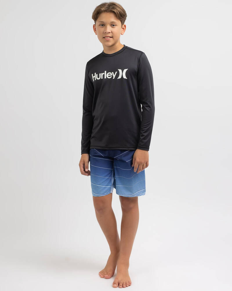 Shop Hurley Boys' One And Only Long Sleeve Rash Vest In H010 Fast