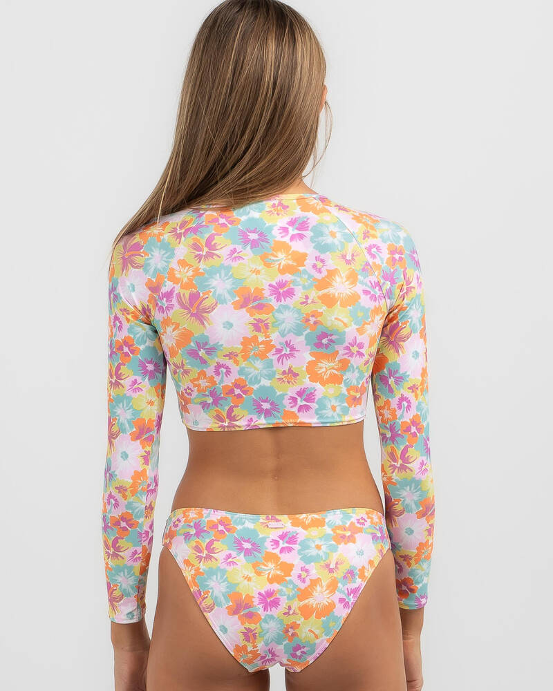 Roxy Florata Long Sleeve Crop Rash Vest Set for Womens