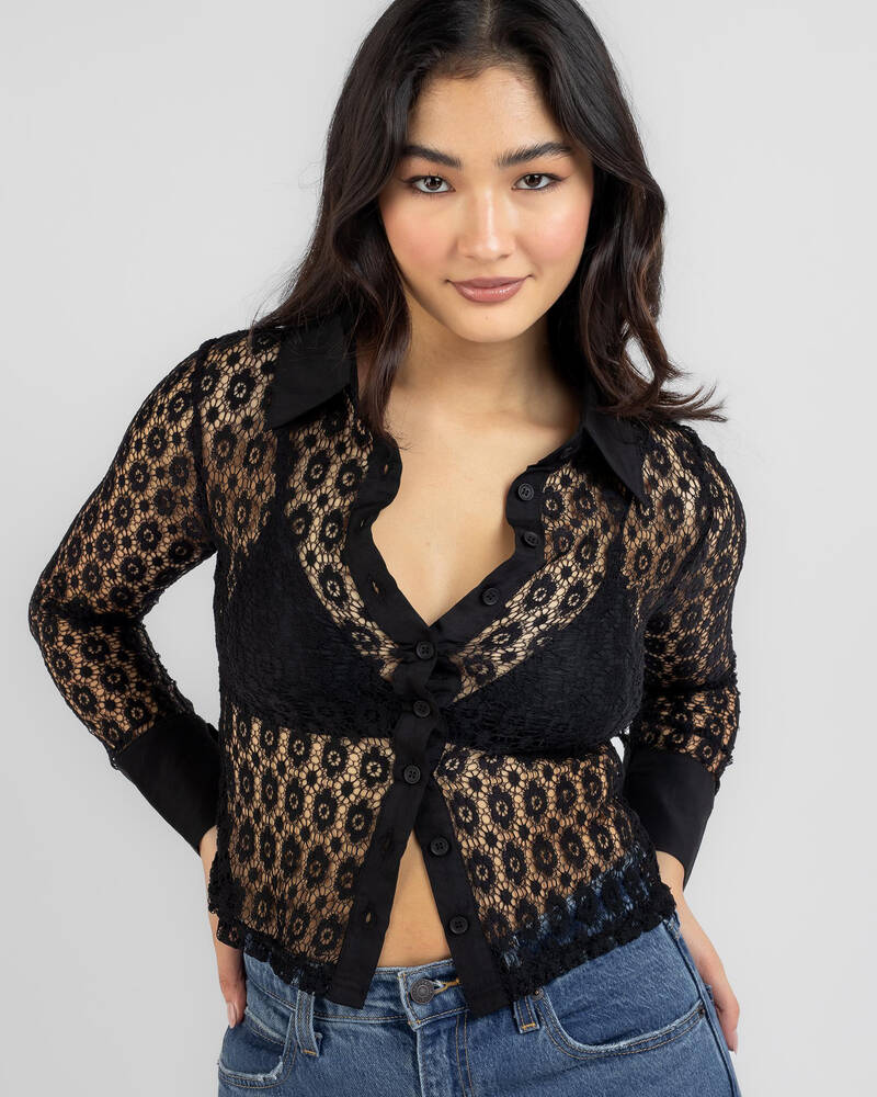 Ava And Ever Cleo Lace Long Sleeve Shirt for Womens
