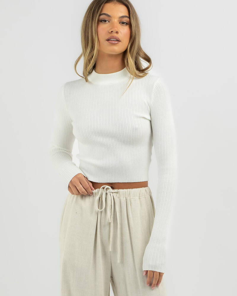 Mooloola Basic Stand Neck Knit Top for Womens