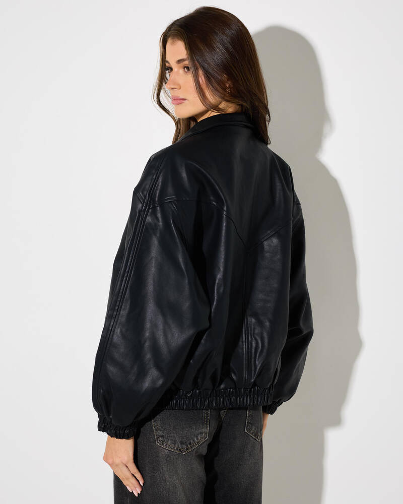 Pink Diamond Avenue Faux Leather Jacket for Womens