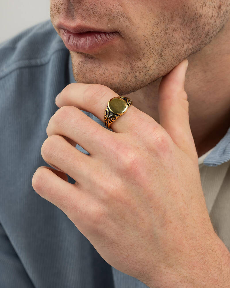 Statement Collective Scroll Signet Ring for Mens