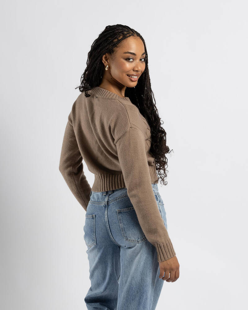 Mooloola Dee Cable V Neck Knit Jumper for Womens