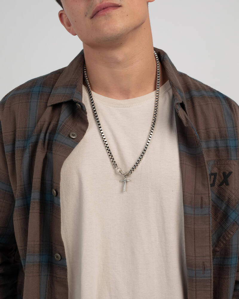 Icon Brand Textured Cross Necklace for Mens