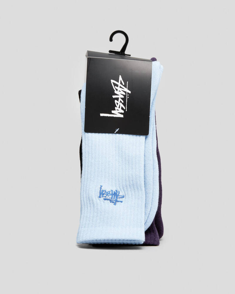 Stussy Grid Graffiti Socks 3 Pack for Mens