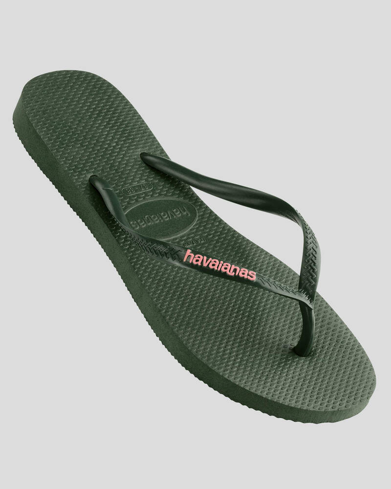 Havaianas Slim Rubber Logo Thongs for Womens