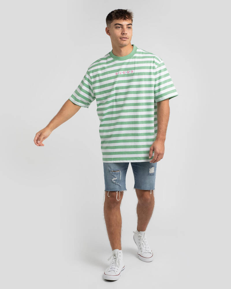 GUESS Jeans Go Logo Stripe T-Shirt for Mens