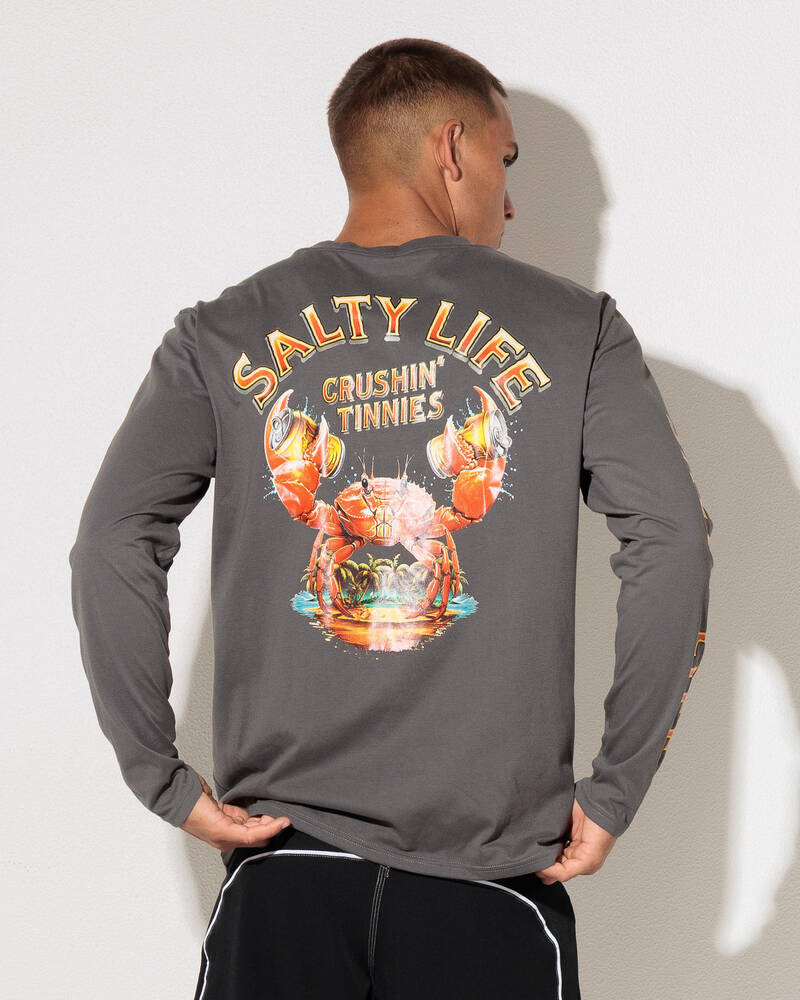 Salty Life Smashed Crab Long Sleeve Surf T-Shirt for Mens