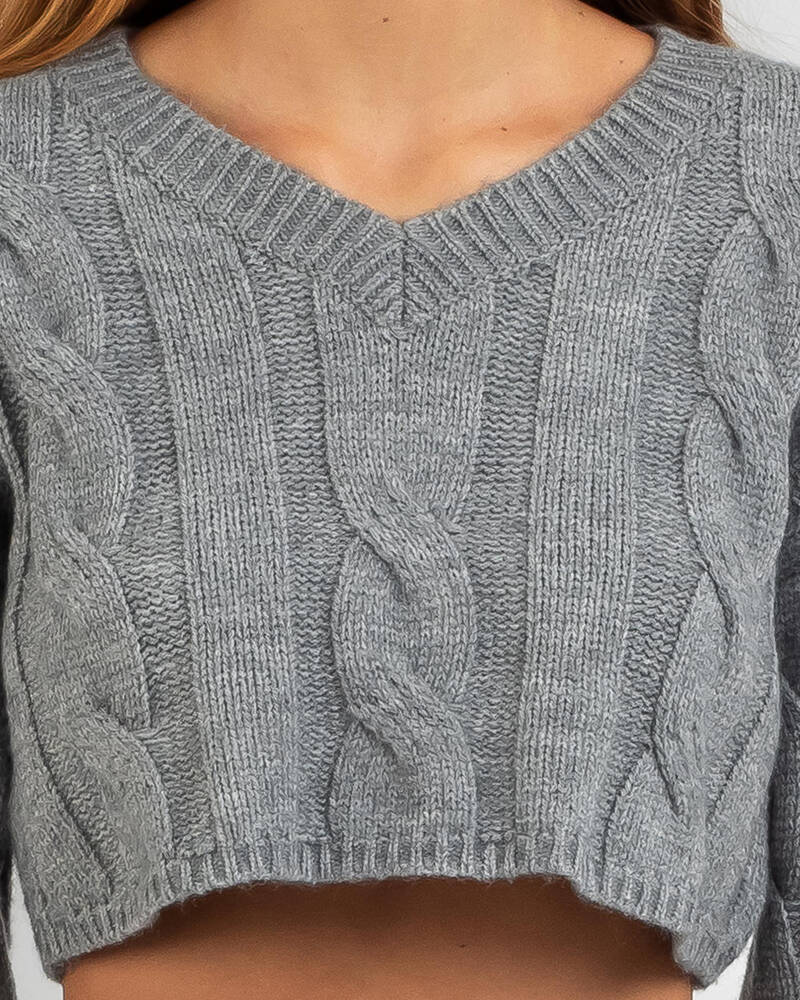 Ava And Ever Library Date Crop Cable Knit Jumper for Womens