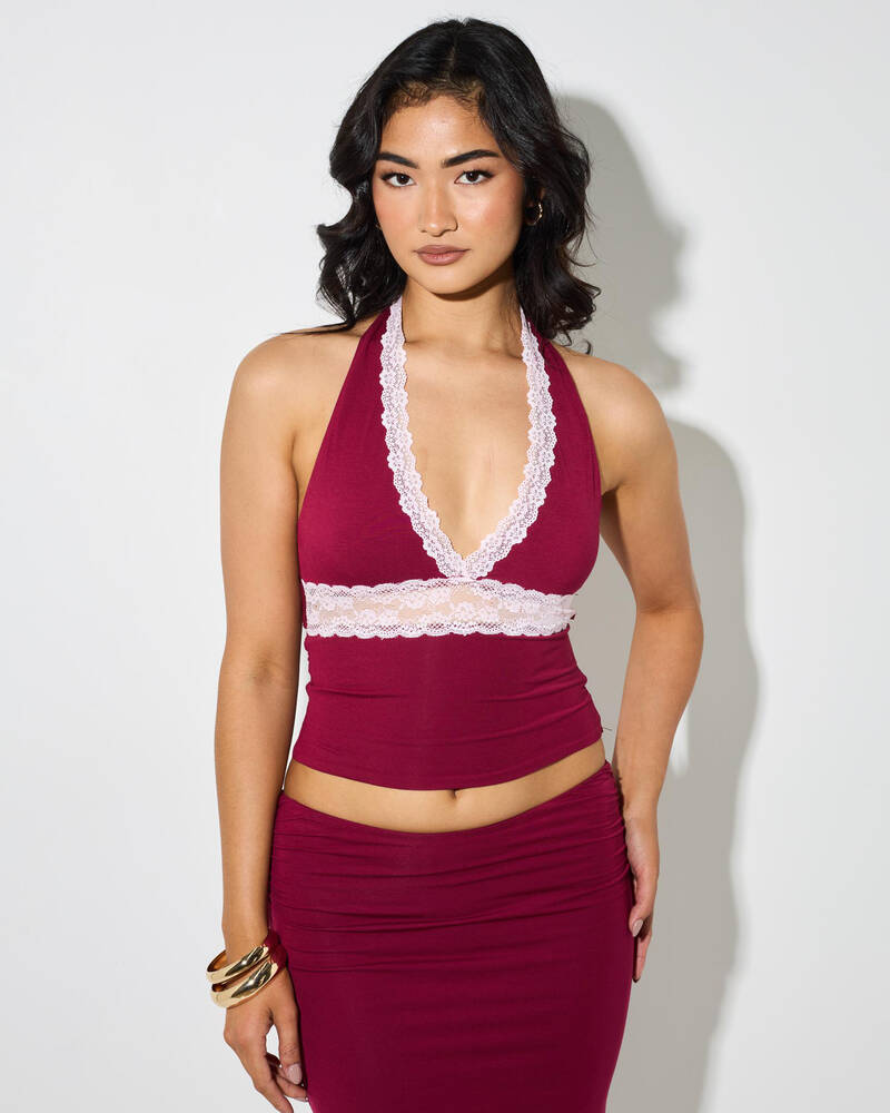 Ava And Ever Charlie Lace Halter Top for Womens