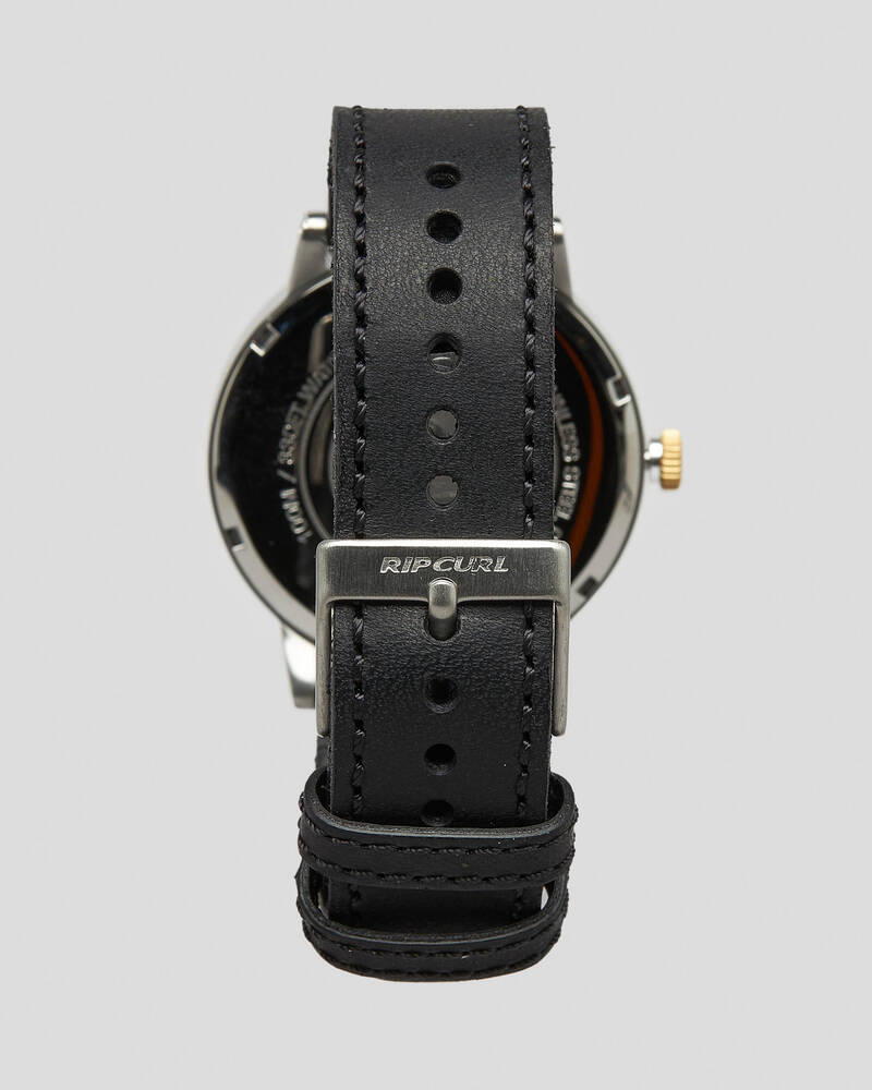 Rip Curl Drake Black / Gold Leather Watch for Mens