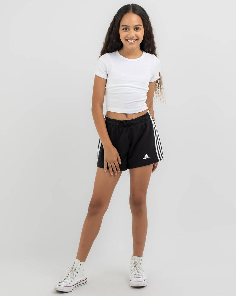 adidas Girls' Essential 3 Stripes Shorts for Womens