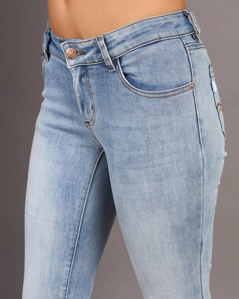 DESU Crush Low Waist Flare Jeans for Womens