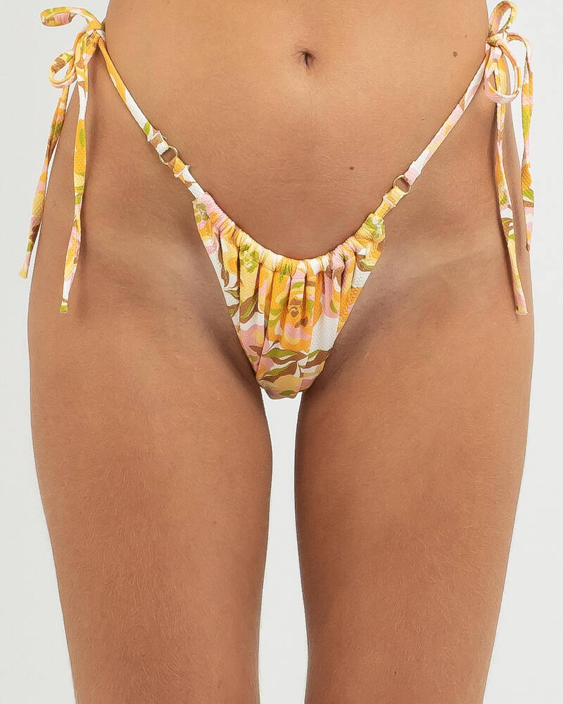 Rhythm Mimosa Floral Gather High Cut Bikini Bottom for Womens