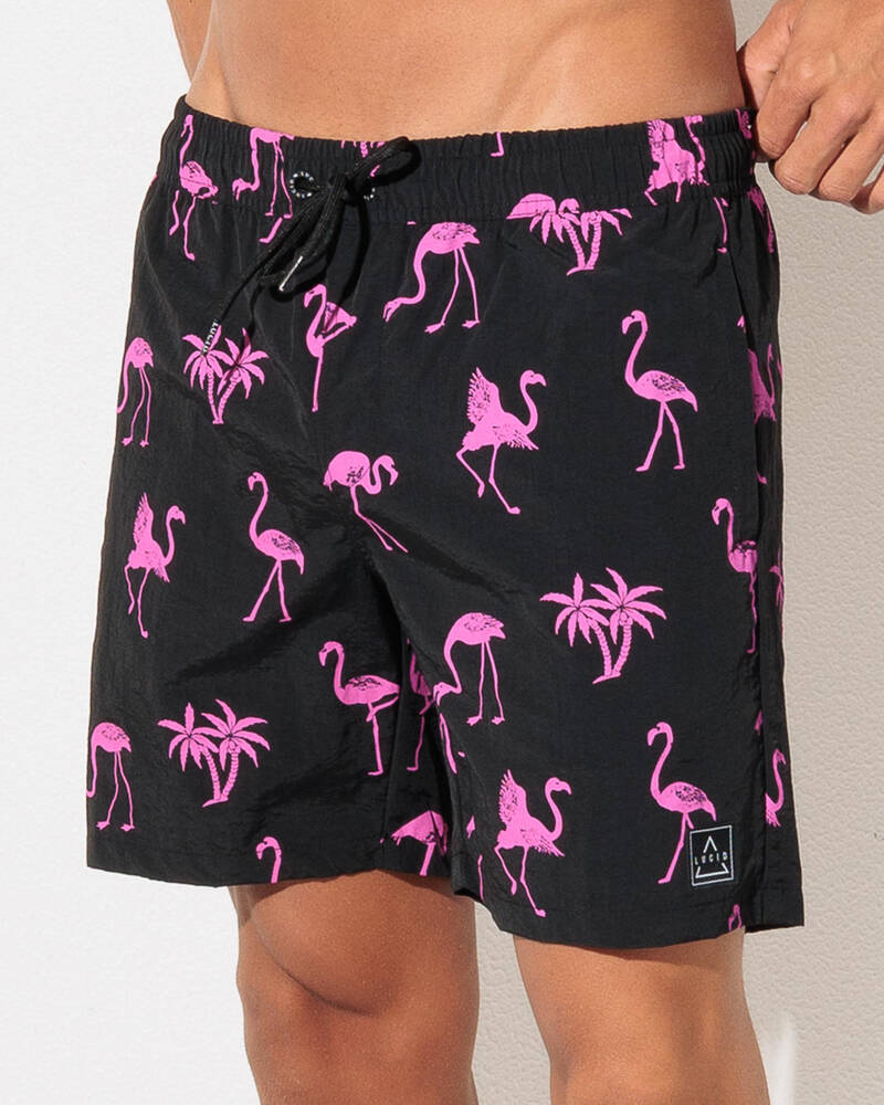 Lucid Pink Tropic Elastic Waist Shorts for Mens