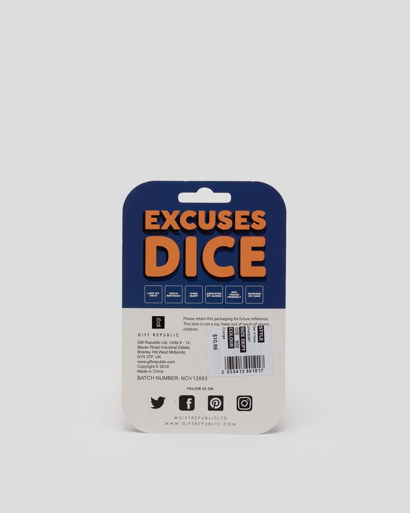 Get It Now Gift Republic Excuses Dice for Unisex
