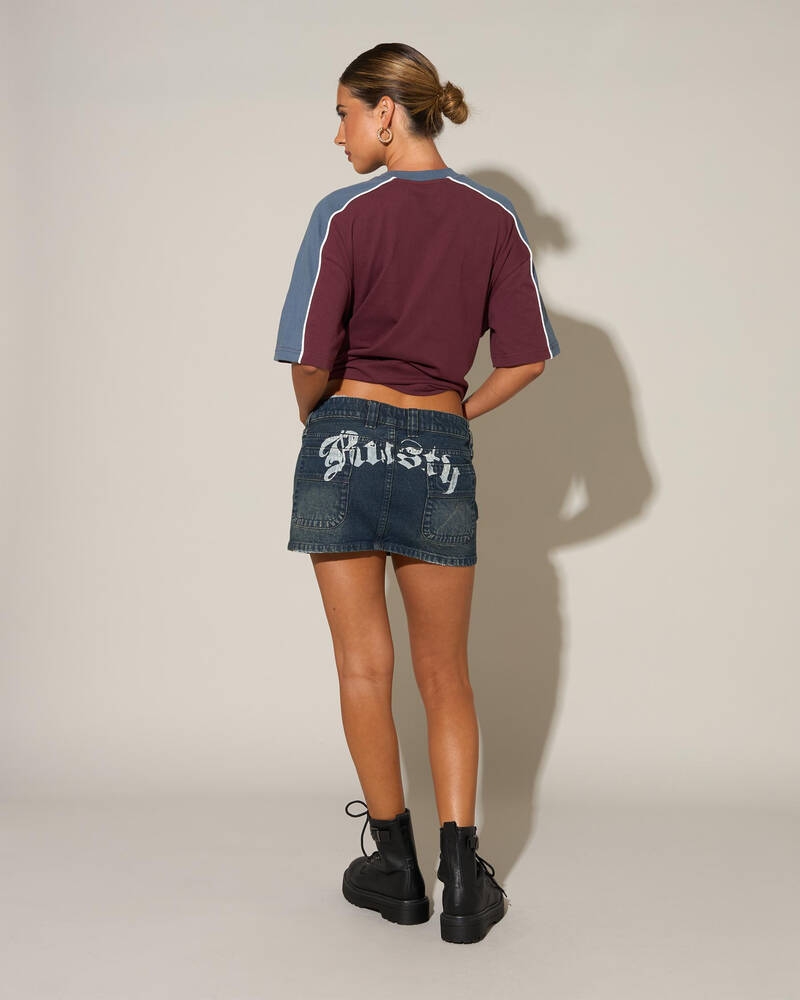 Rusty Roxanna Low Rise Denim Micro Mini Skirt for Womens