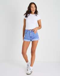 Country Denim Blondie Roll Up Shorts for Womens image number null