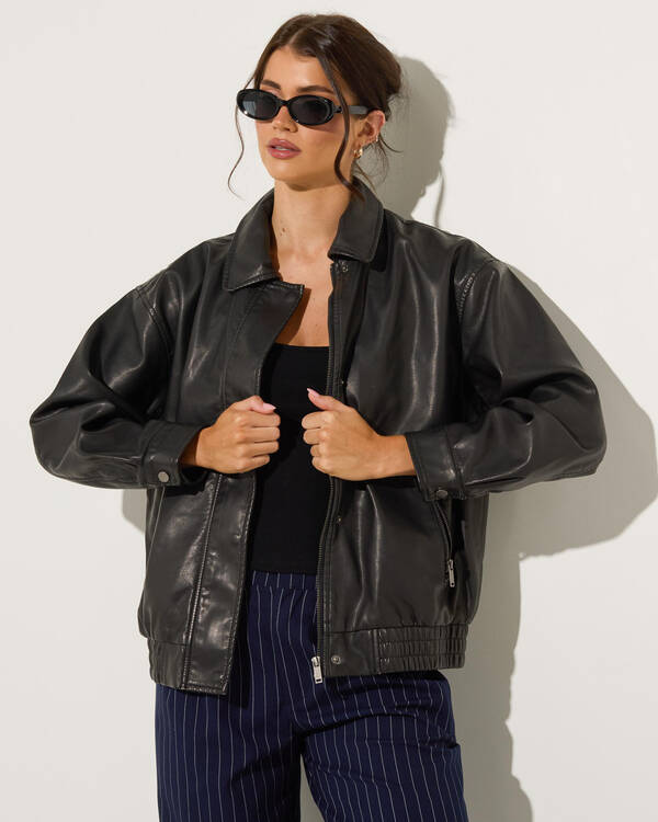 Maverick Faux Leather Bomber Jacket