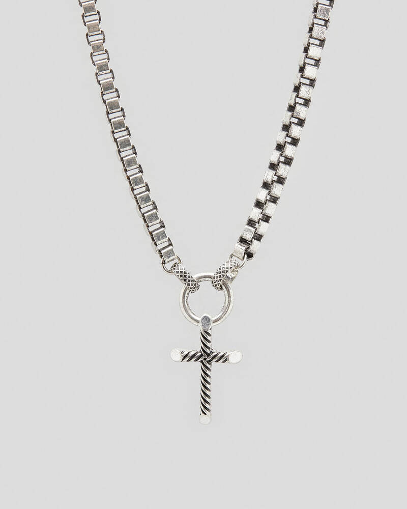 Icon Brand Textured Cross Necklace for Mens