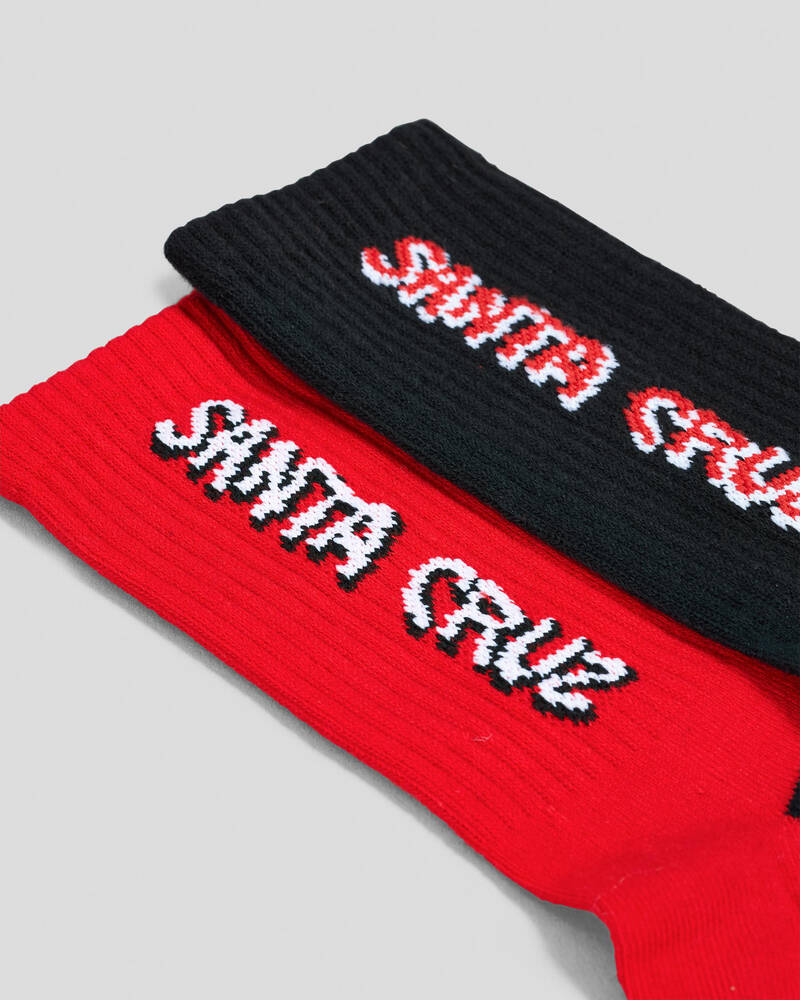 Santa Cruz Boys' Screaming Wave Strip Crew Socks 2 Pack for Mens