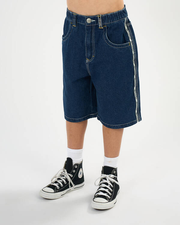 Rusty Boys' Flip Daddy Taped Denim Shorts for Mens