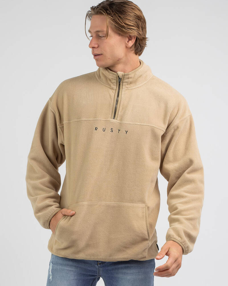 Rusty Polarized Quarter Zip Polar Fleece Sweatshirt for Mens