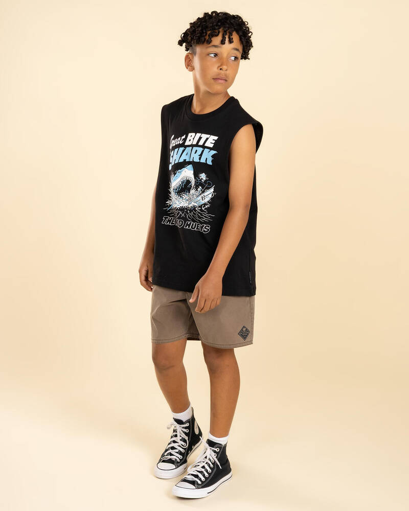 The Mad Hueys Boys' Great Bite Shark Muscle Tank for Mens