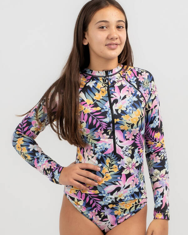 Girls' Peaceful Palms Long Sleeve Surfsuit