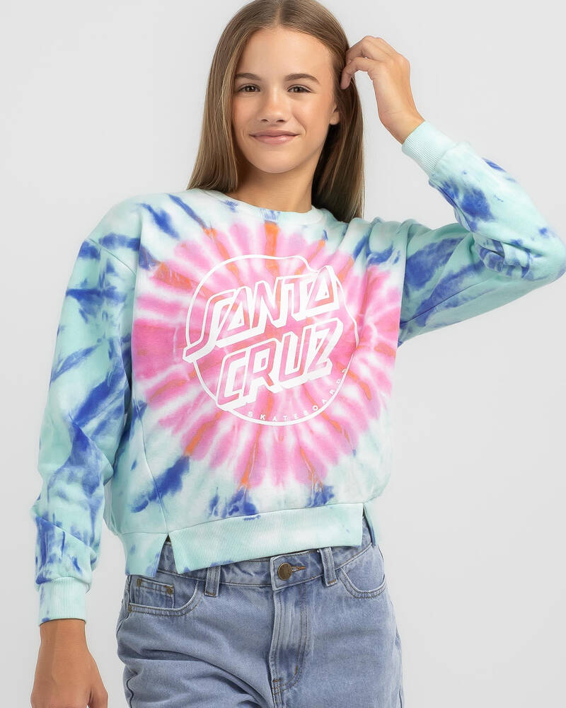 Santa Cruz Girls' Opus Dot Front Tie Dye Sweater for Womens