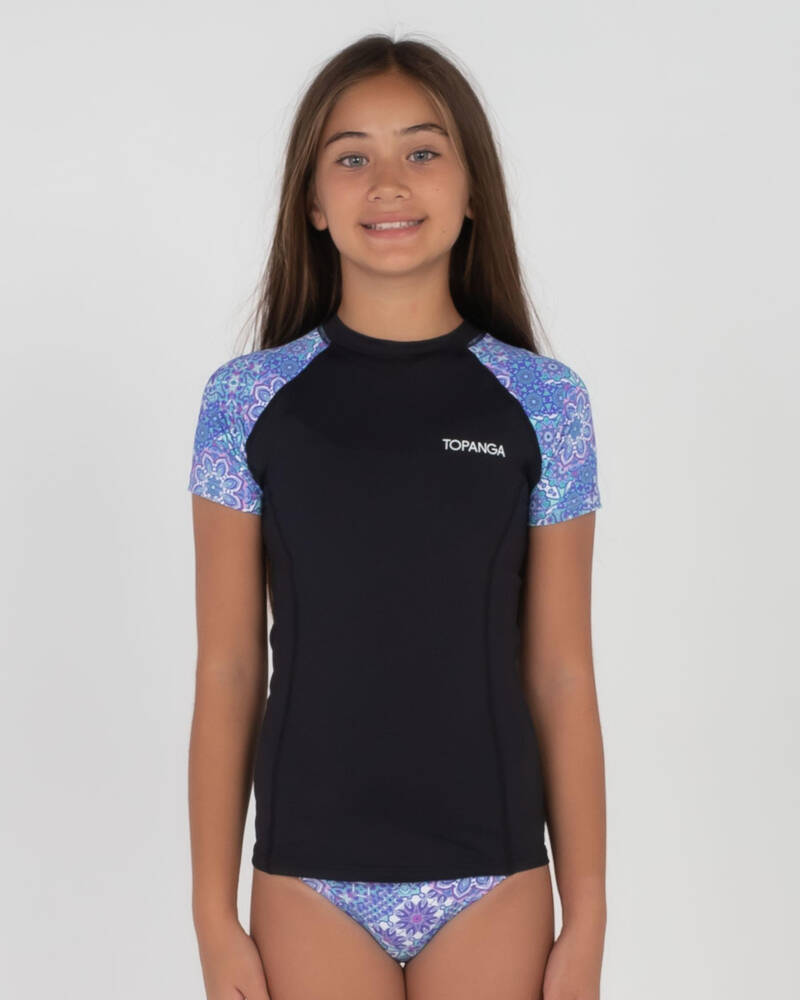 Shop Topanga Girls' Universe Rash Vest Set In Black/blue Fast