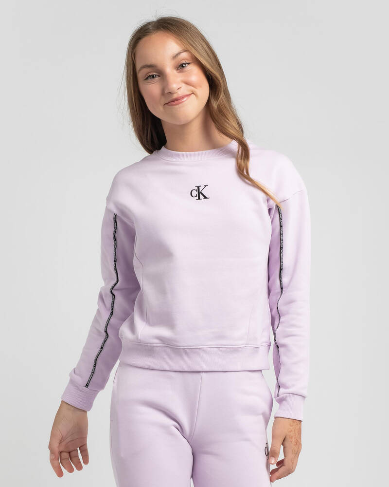 Calvin Klein Girls' Piping Boxy Sweatshirt for Womens
