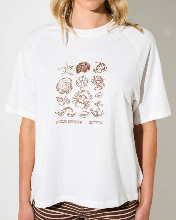 Rhythm Ocean Sounds Raglan Tee for Womens