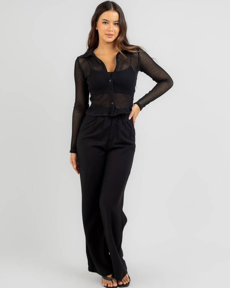 Ava And Ever Reece Crochet Long Sleeve Shirt for Womens