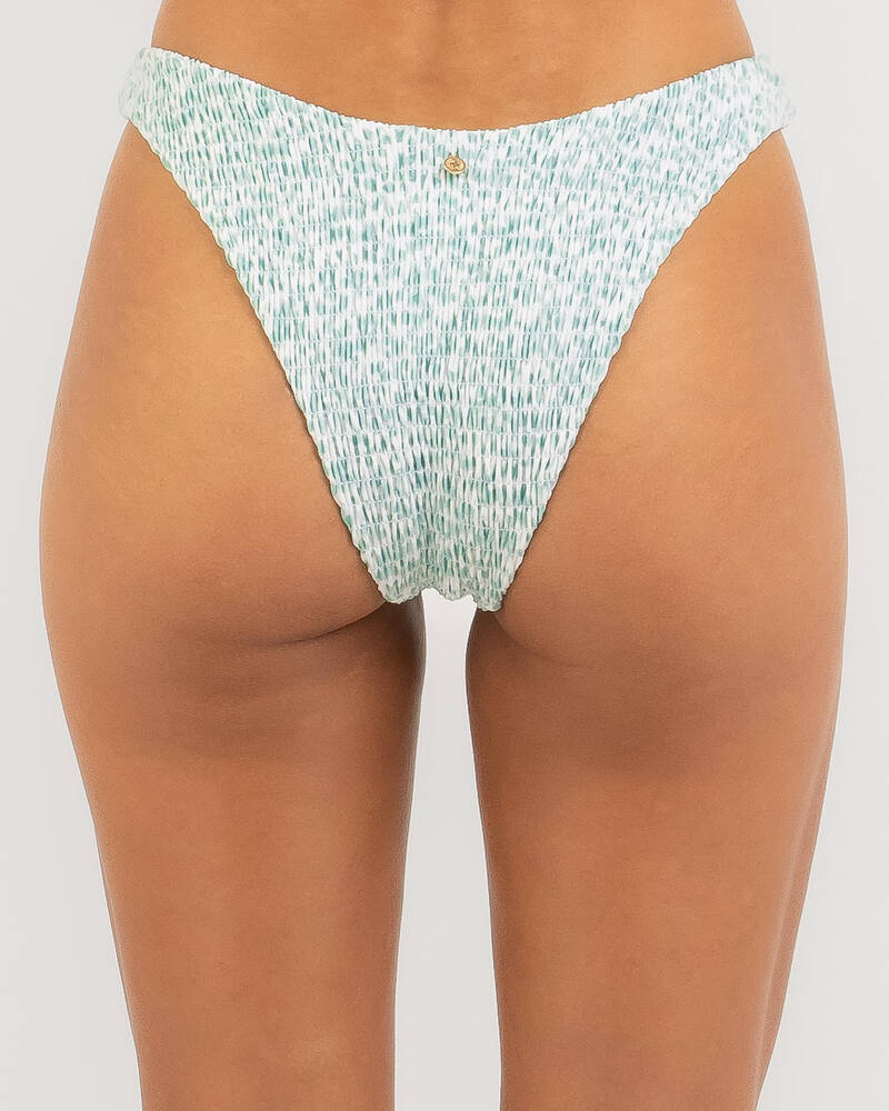 Rhythm Biscay Floral Smocked High Cut Bikini Bottom for Womens