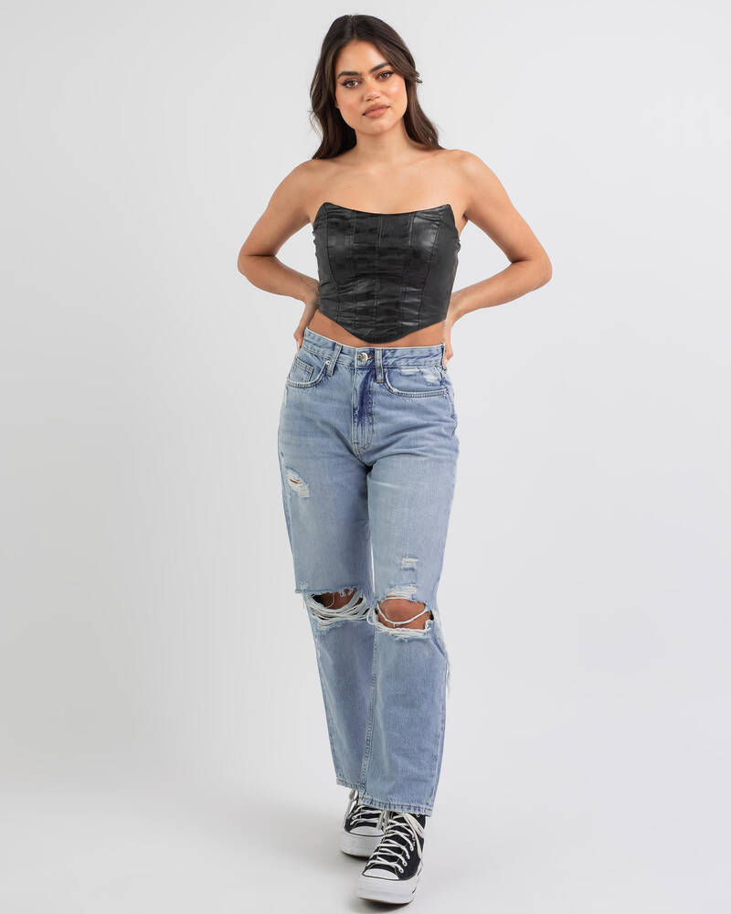 Luvalot Pamela Vegan Leather Corset Top for Womens