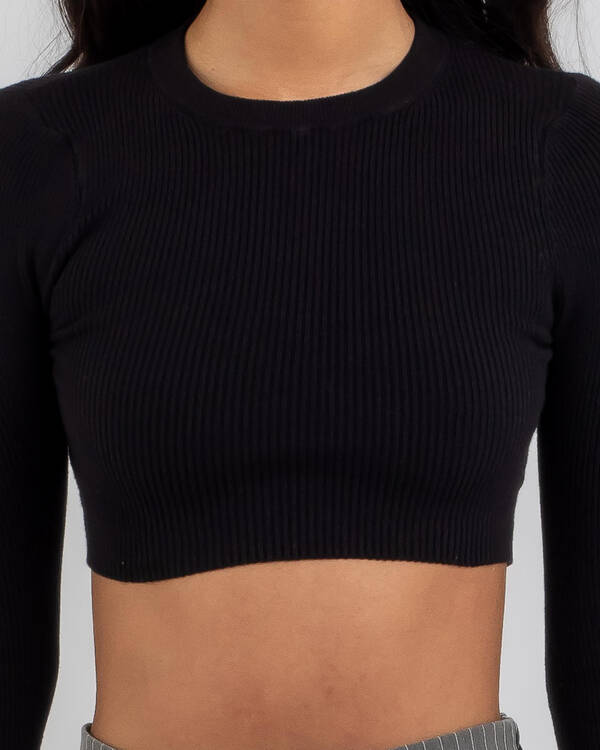 Ava And Ever Basic Long Sleeve Knit Crop Top for Womens