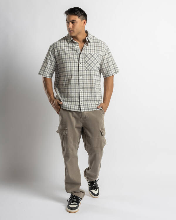 Afends Leo Organic Seersucker Short Sleeve Shirt for Mens