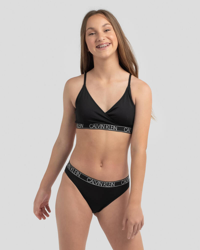 Calvin Klein Girls' Core Logo Tape Triangle Bikini Set for Womens