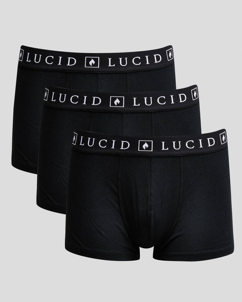 Lucid All Black Fitted Boxers 3 Pack for Mens